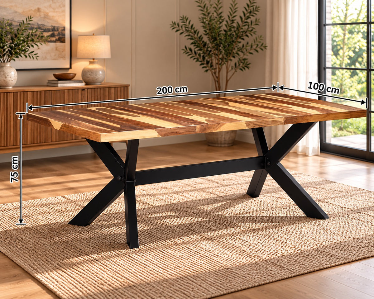 Mayfair Industrial Solid Wood Dining Table – Honey Finish
