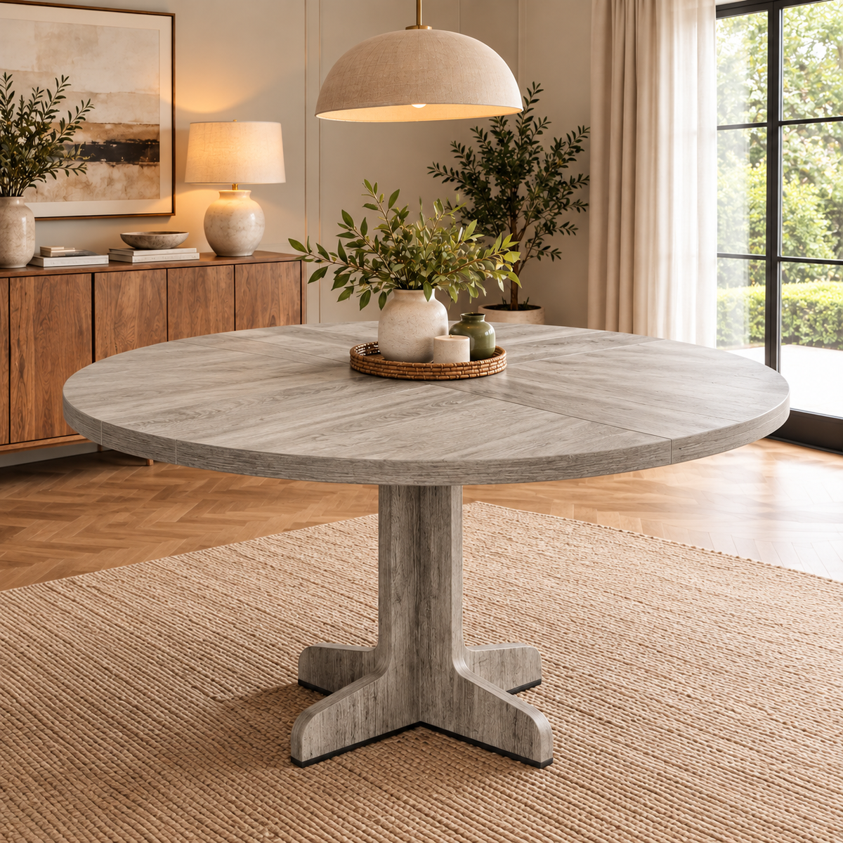 Artwood Rustic Oak Round Pedestal Dining Table