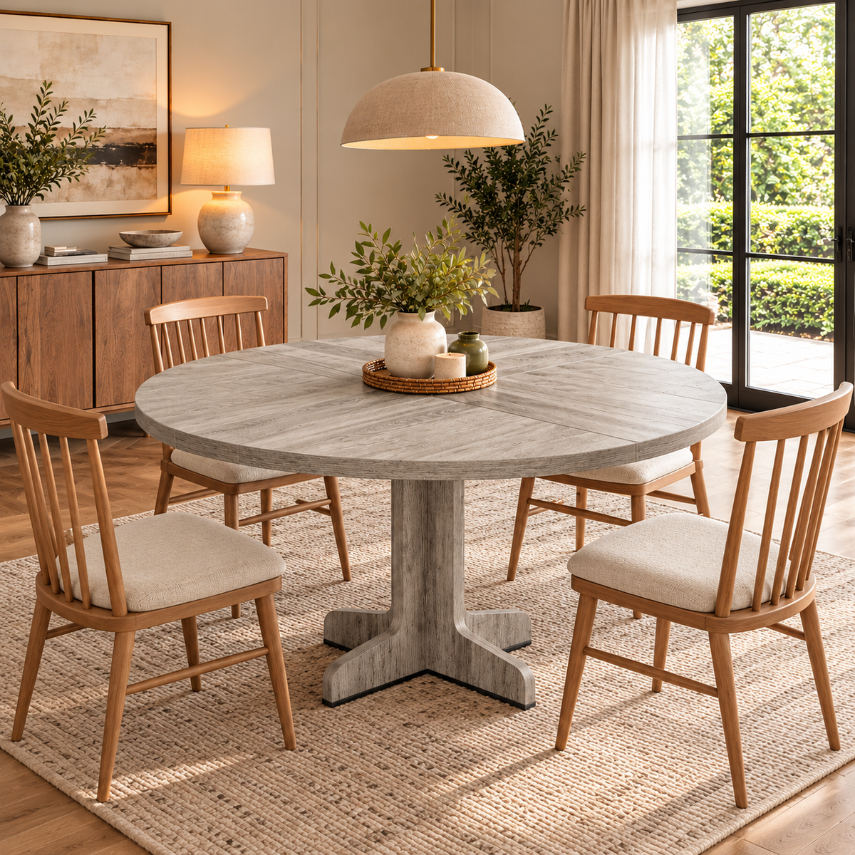Artwood Rustic Oak Round Pedestal Dining Table