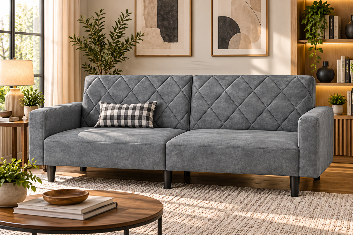 Costoffs 3-in-1 Velvet Convertible Futon Sofa Bed – Diamond Tufted Sleeper Sofa