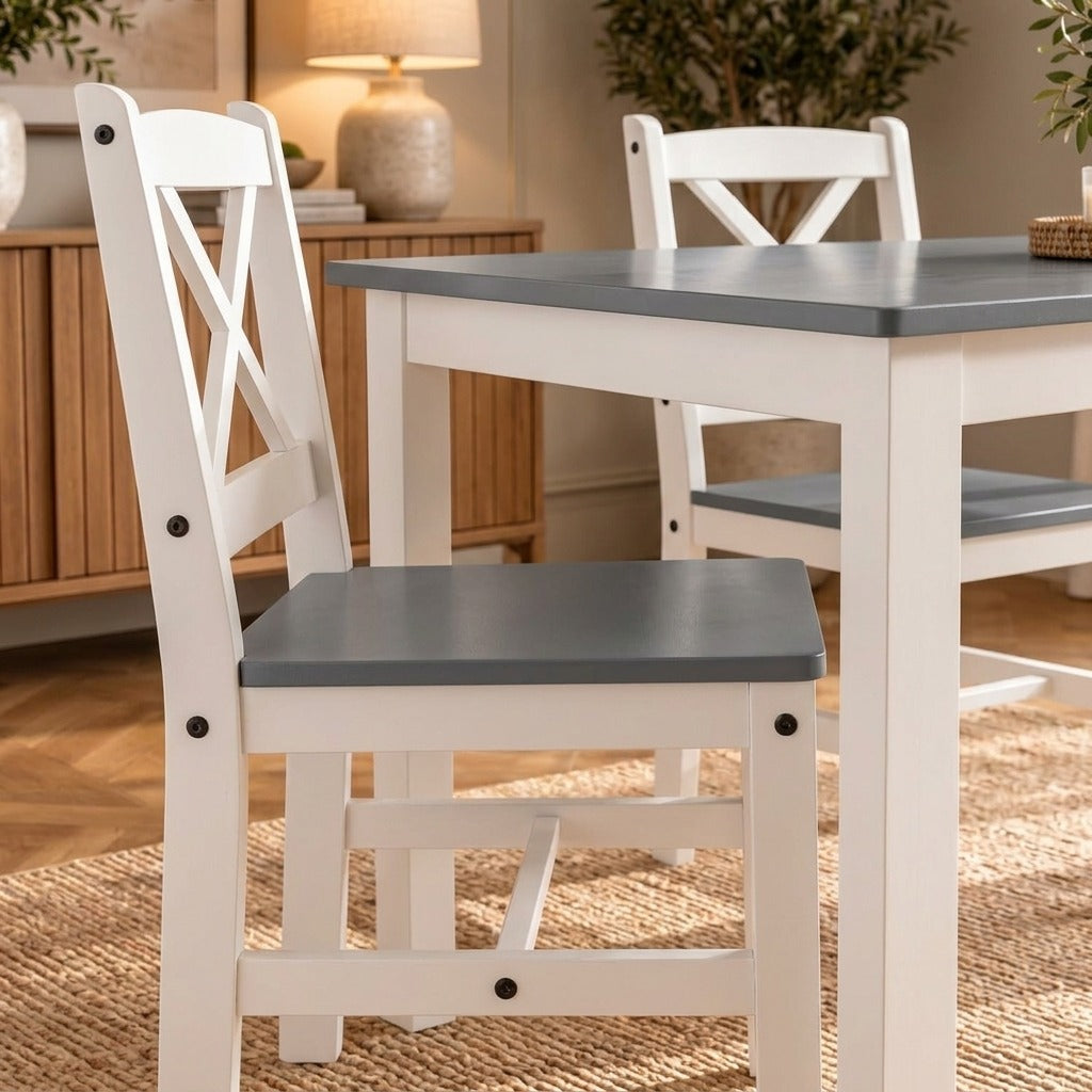 Classic Solid Wood Dining Table Set with-Back Chairs
