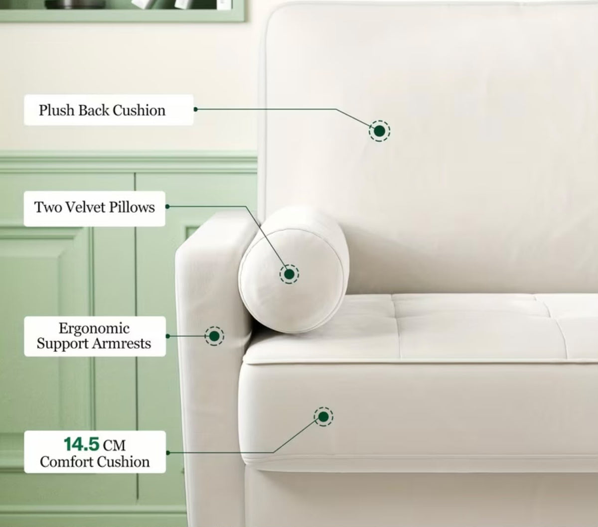 Vesgantti 2-Seater Velvet Loveseat Sofa – Mid-Century Modern