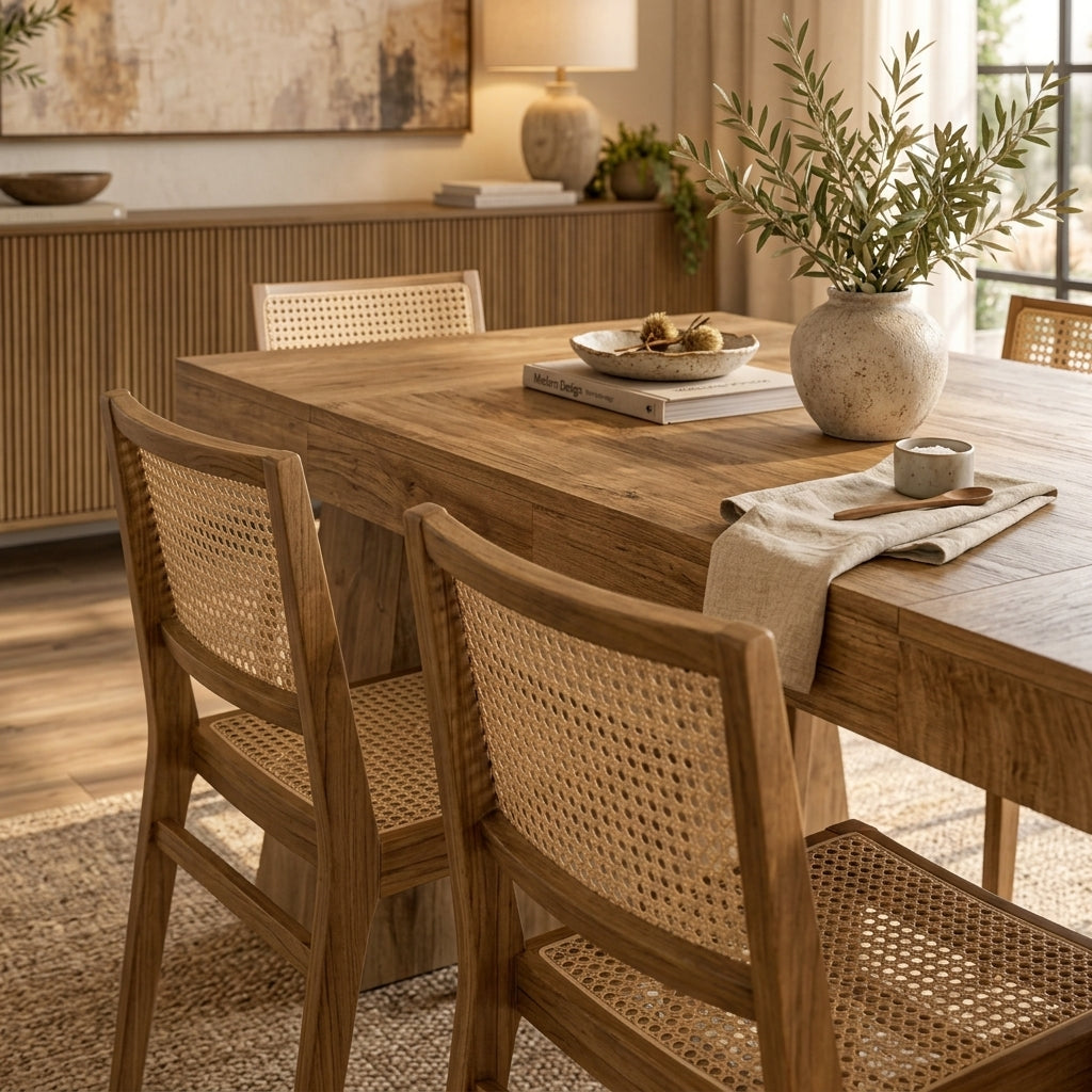 Vintage Brown Wooden Dining Table – Mid-Century Modern Style