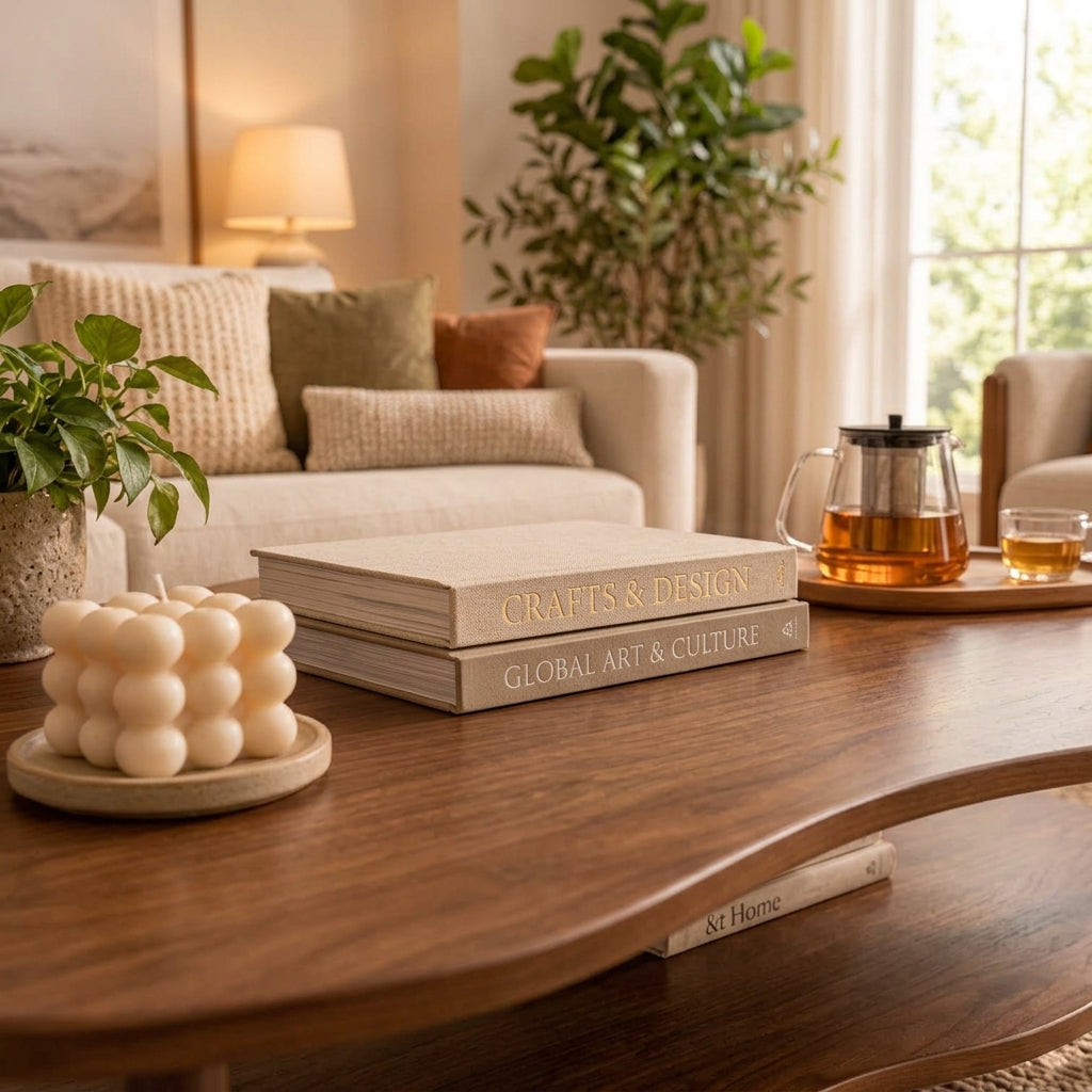 Cloud Coffee Table – Dark Wood Organic Shape with Open Shelf