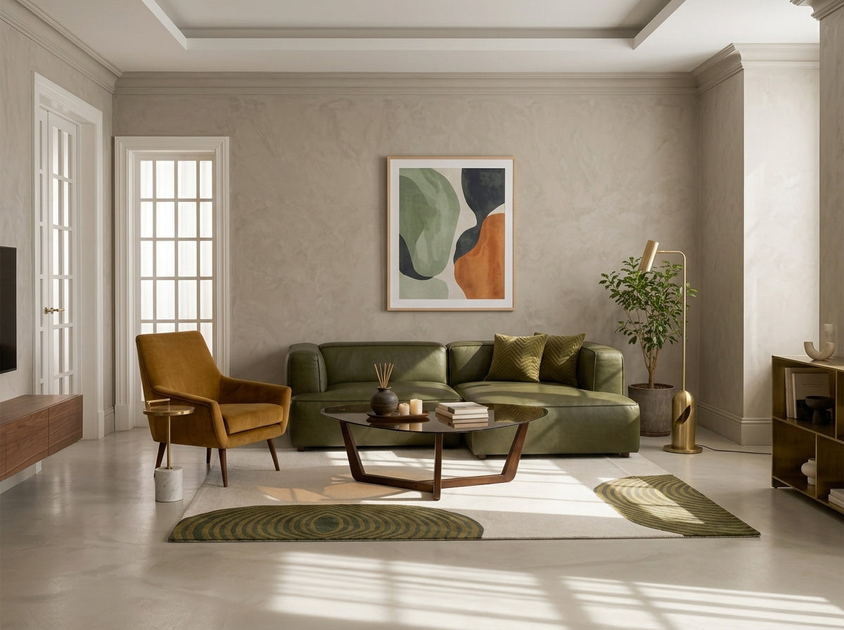 Mid-Century Modern Noguchi-Inspired Coffee Table – Brown Glass & Dark Wood Base