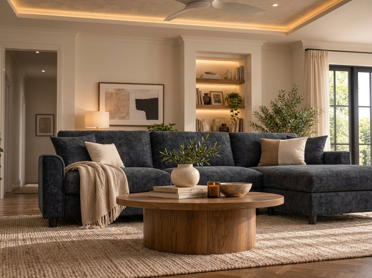ROXGOX 3-Seater Modular L-Shaped Sectional Sofa – Reversible Chaise Chenille Corner Sofa