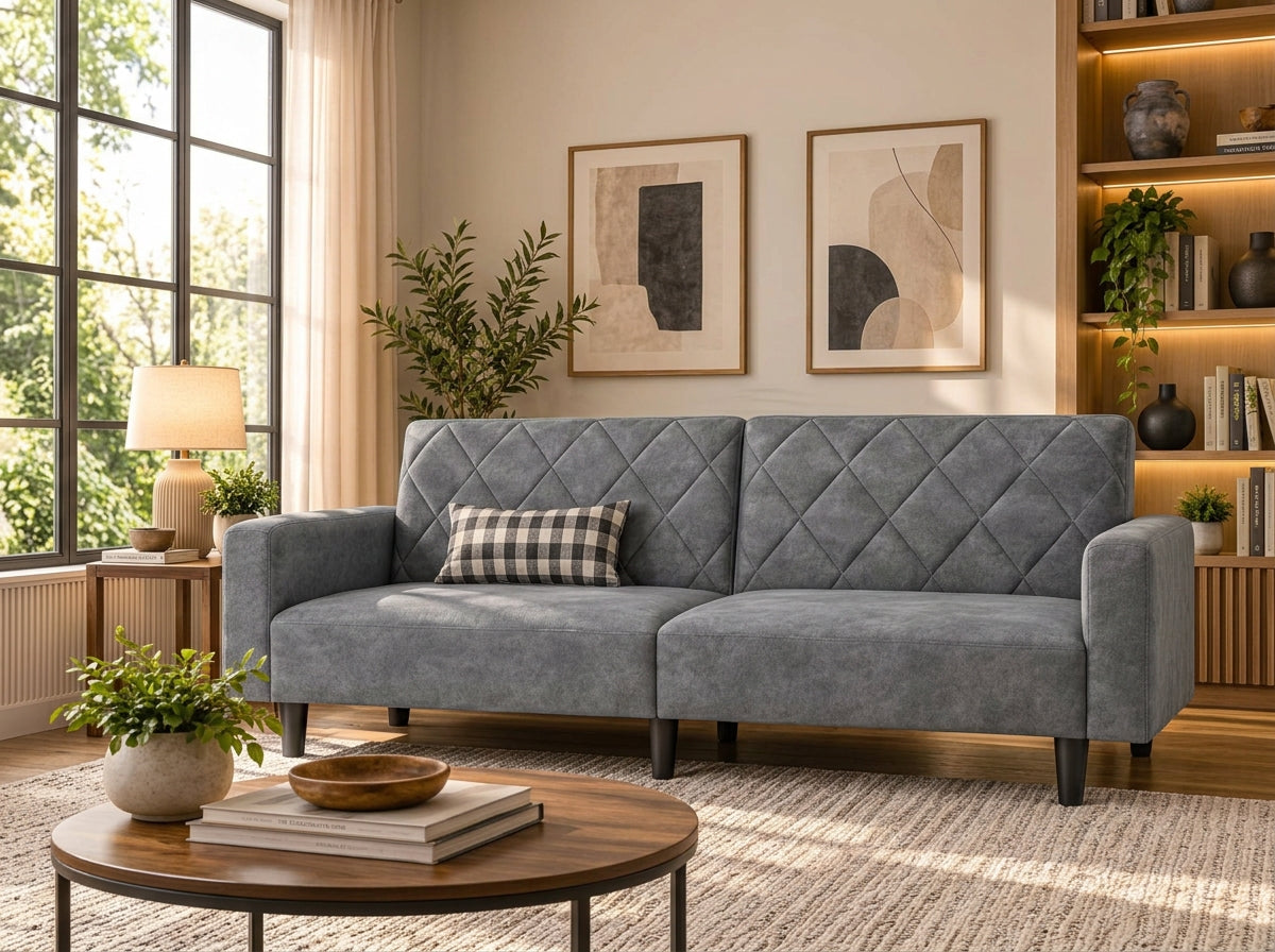 Costoffs 3-in-1 Velvet Convertible Futon Sofa Bed – Diamond Tufted Sleeper Sofa