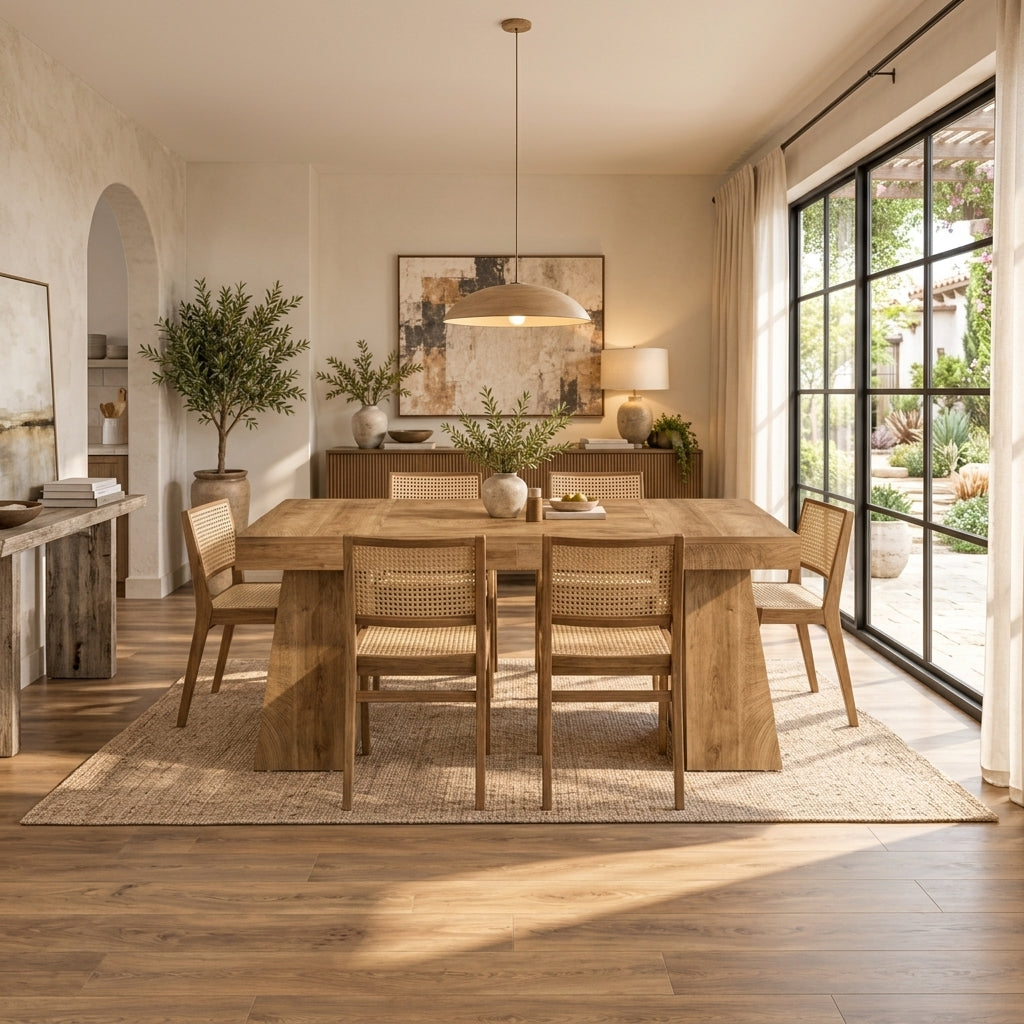 Vintage Brown Wooden Dining Table – Mid-Century Modern Style