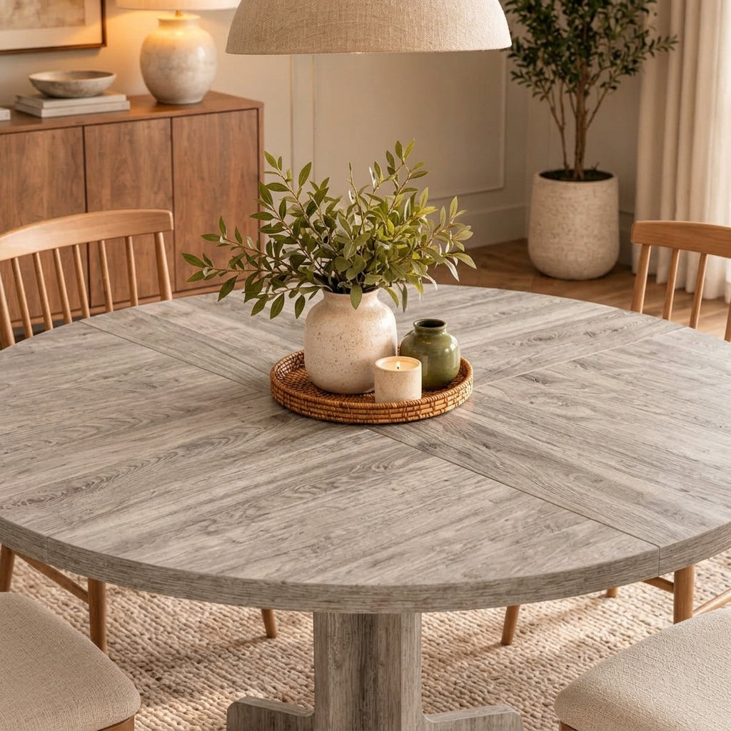 Artwood Rustic Oak Round Pedestal Dining Table